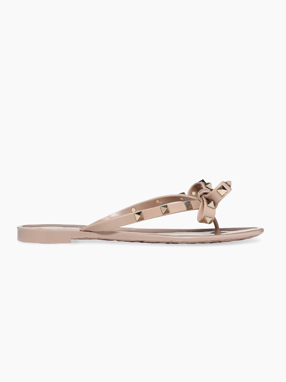 Valentino Garavani Rockstud Flat Thong Rubber Slippers Sandals Poudre Size 9 39 - Picture 3 of 13